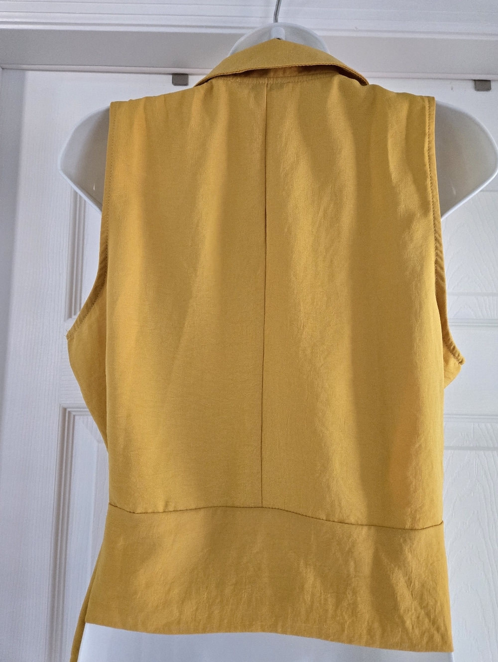Michele Mustard Yellow Sleeveless Wrap Blouse - Picture 3 of 5